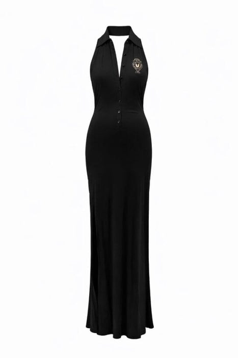 Gianfranco Ferre Black Sleeveless Crest Jersey Fitted Dress - XS
