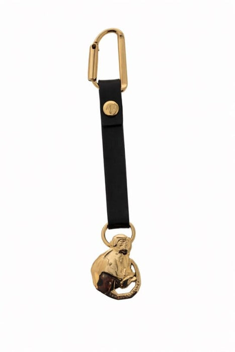 Armani Exchange Black   Leather Monkey Charm Keyring