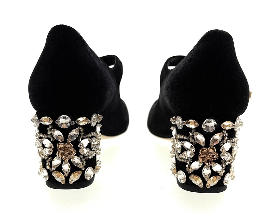 Dolce & Gabbana Suede Gold Buckle Block Heels-EU36.5