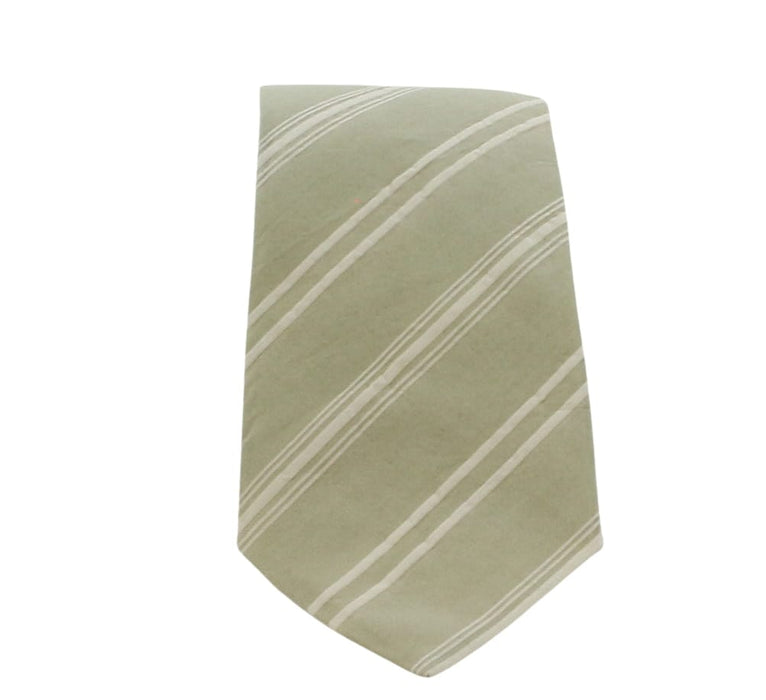 Emporio Armani Mens Khaki White Stripe Tie – Made in Italy