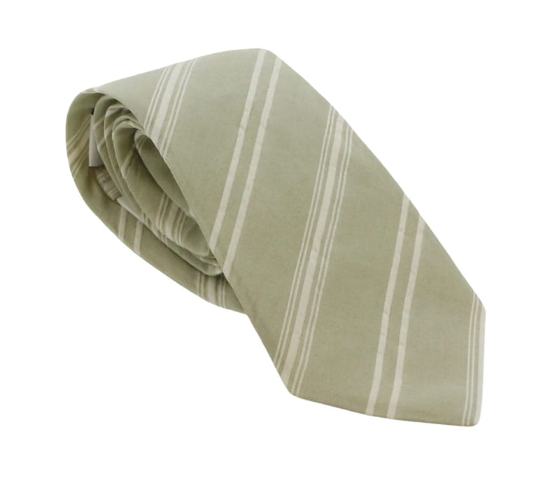 Emporio Armani Mens Khaki White Stripe Tie – Made in Italy