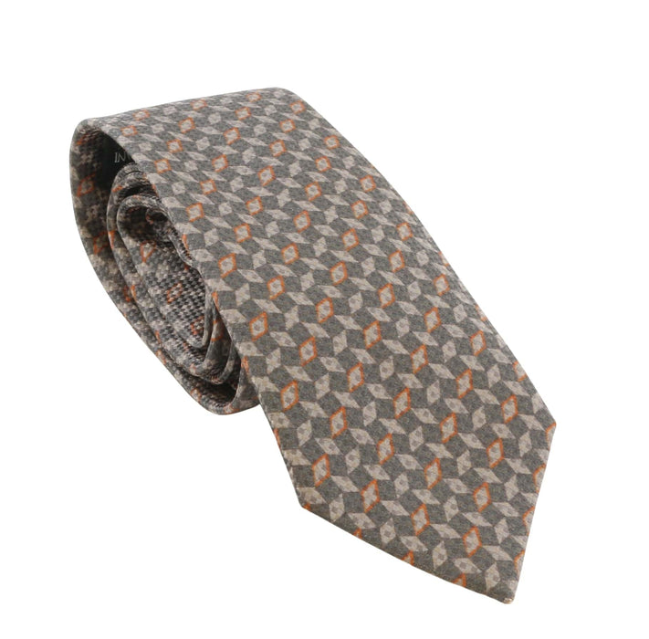 Emporio Armani Dark/Dove Grey Orange Diamond Silk Tie – 3in