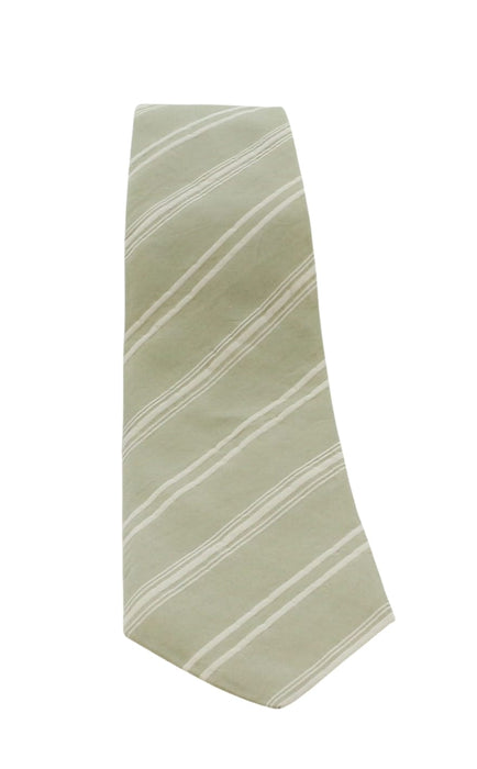 Emporio Armani Mens Khaki White Stripe Tie – Made in Italy