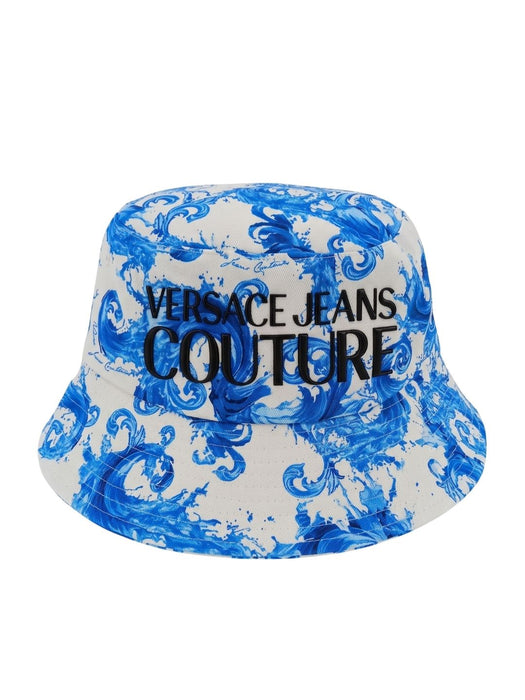 Versace Jeans Couture Men's White Sea Blue Logo Bucket Hat