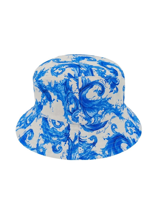 Versace Jeans Couture Men's White Sea Blue Logo Bucket Hat