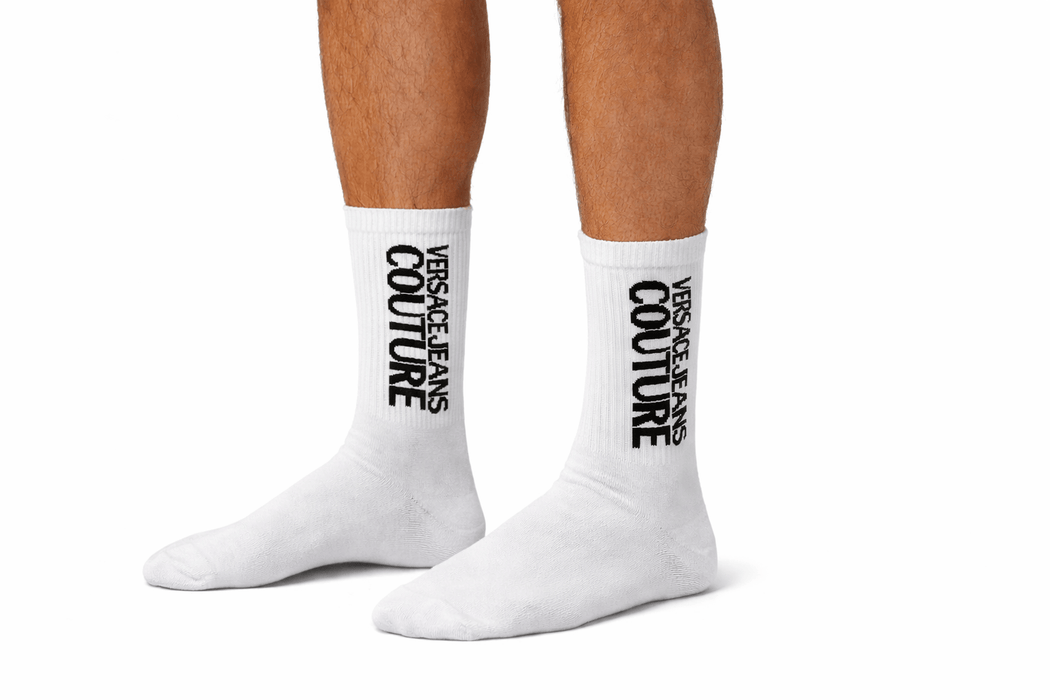 Versace Jeans Couture Vertical Logo White Socks