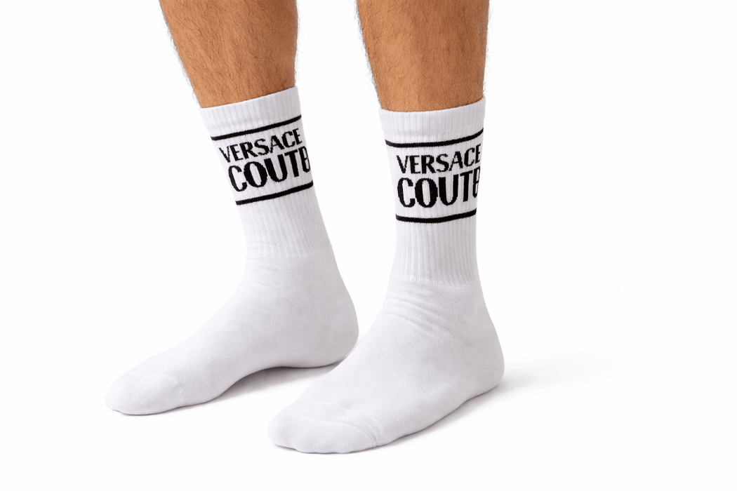 Versace Jeans Couture White Signature Socks - Luxury Basics -EU39-42