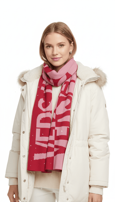 Versace Jeans Couture Oversized Signature Raspberry Knitted Womens Scarf