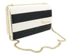 Roberto Cavalli Class Taupe/Black/White Small Horizontals Pamela Shoulder Bag