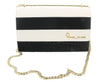 Roberto Cavalli Class Taupe/Black/White Small Horizontals Pamela Shoulder Bag