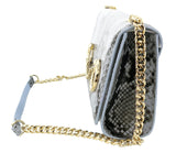 Roberto Cavalli Class Light Blue Snakeskin Millie Deluxe Clutch/Shoulder Bag