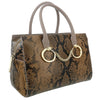 Roberto Cavalli Class Taupe Snakeskin Large Millie Deluxe Handbag