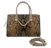 Roberto Cavalli Class Taupe Snakeskin Large Millie Deluxe Handbag