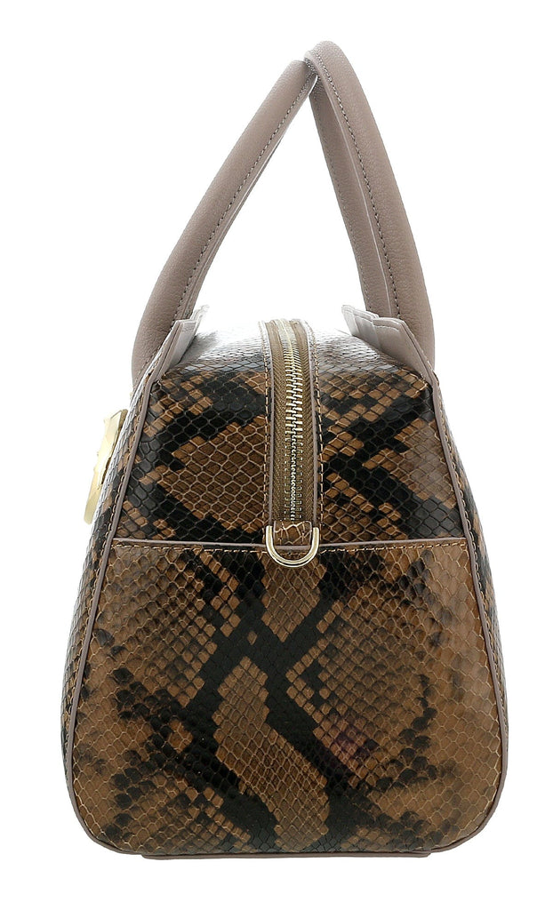 Roberto Cavalli Class Taupe Snakeskin Large Millie Deluxe Handbag