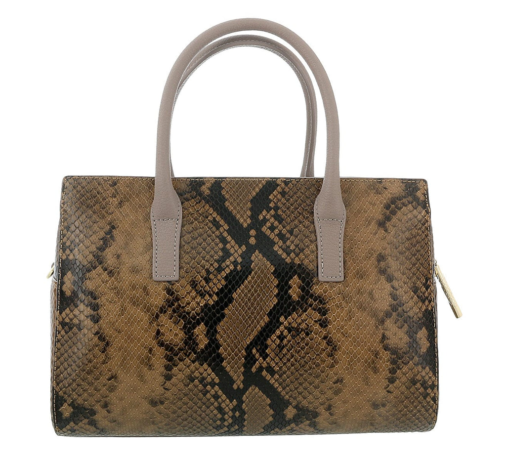 Roberto Cavalli Class Taupe Snakeskin Large Millie Deluxe Handbag