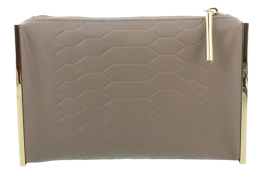 Roberto Cavalli Class Taupe Embossed Cleo Pouch Clutch
