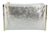 Roberto Cavalli Class Silver Embossed Cleo Pouch Clutch