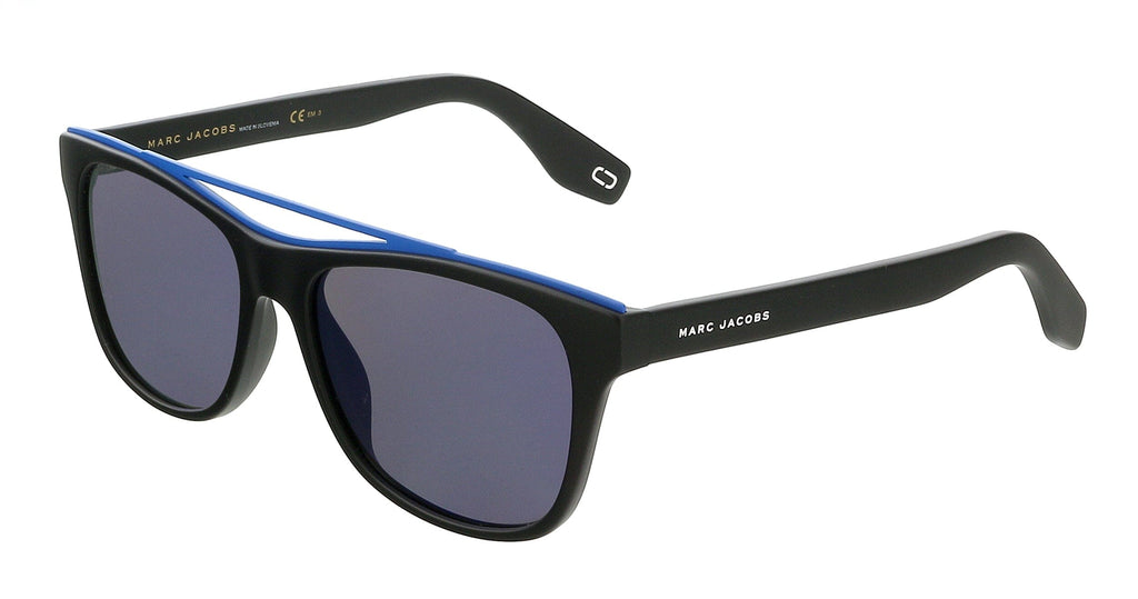 Marc Jacobs  Matte Black/Blue Rectangle Sunglasses