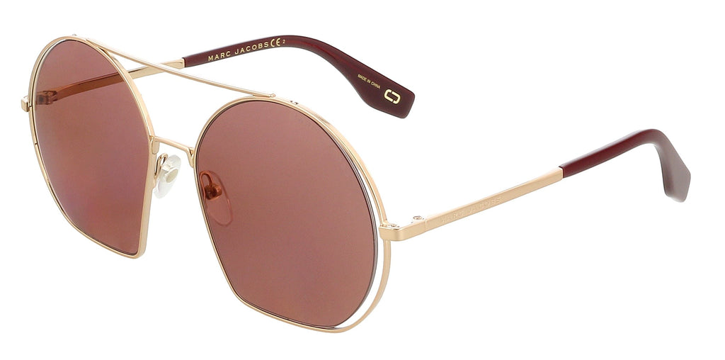 Marc Jacobs  Gold Burgundy Round Sunglasses
