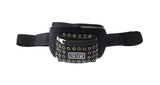 Versace Jeans Couture Black Metal Riveted Compact Small Belt Bag