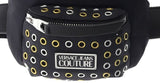 Versace Jeans Couture Black Metal Riveted Compact Small Belt Bag