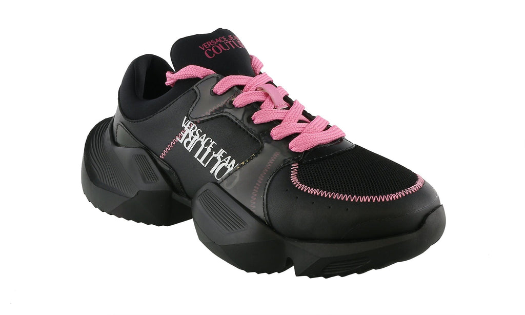 Versace Jeans Couture  Black/Pink Fashion Chunky Sole Lace-Up Sneakers-Size 6