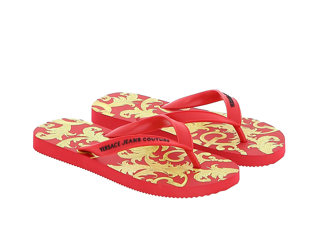 Versace Jeans Couture Red/Gold Signature Print Flip Flop-9