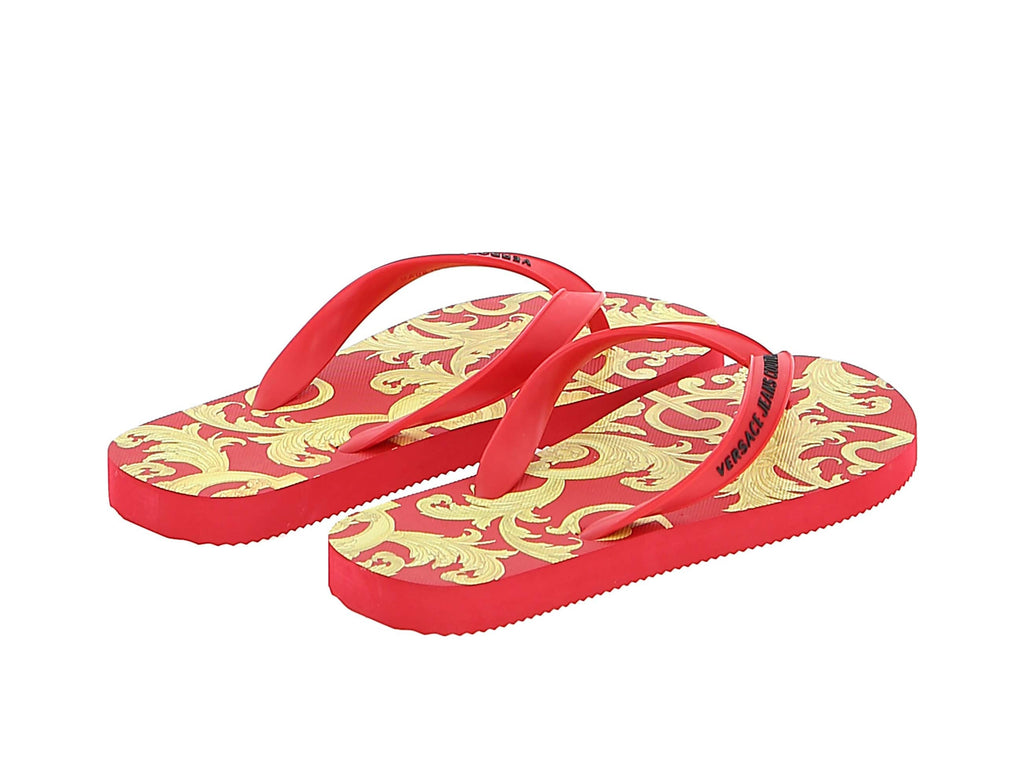 Versace Jeans Couture Red/Gold Signature Print Flip Flop-
