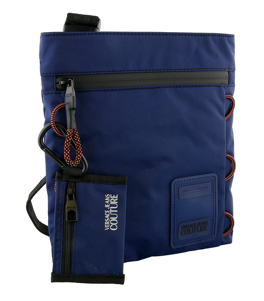 Versace Jeans Couture Blue Technical Fabric Adjustable Strap Messenger Bag
