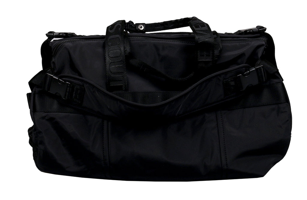 Versace Jeans Couture Black Nylon Macro Logo Large Duffle Bag