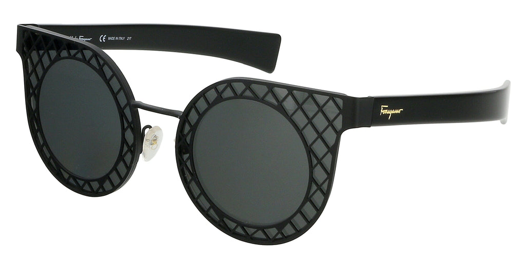 Salvatore Ferragamo  Matte Black Round Sunglasses