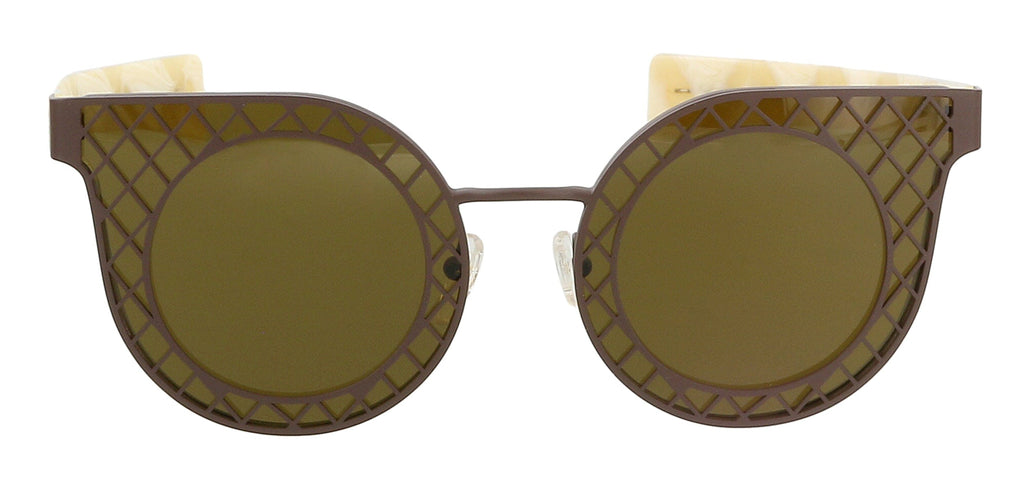 Salvatore Ferragamo SF171S 204 Matte Brown/Ivory Round Sunglasses