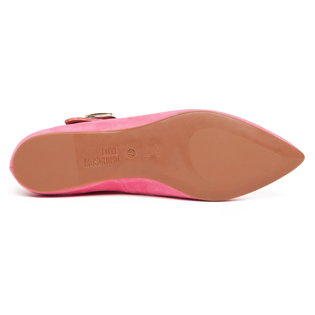 Love Moschino Pink Pointed Toe Mary Jane Flats