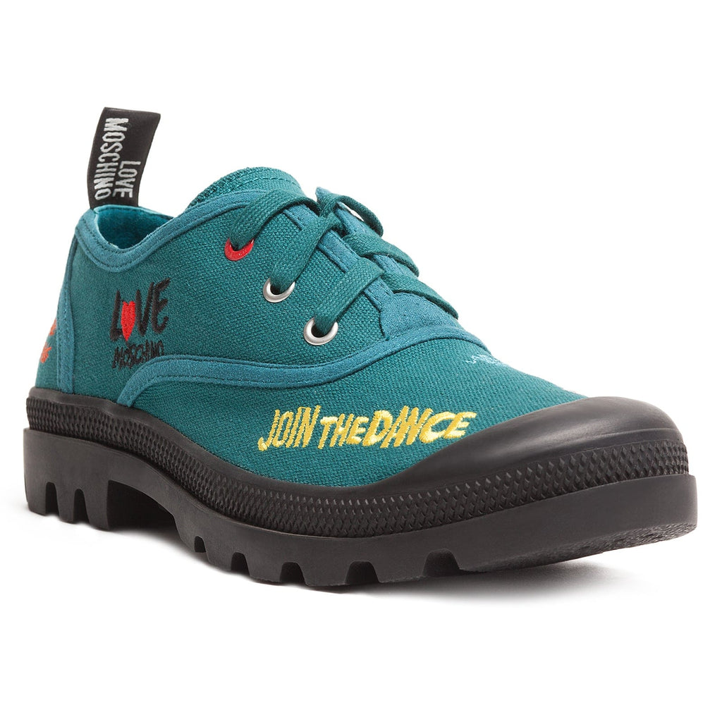 Love Moschino Petrol Lug Sole Embroidered Sneakers-8