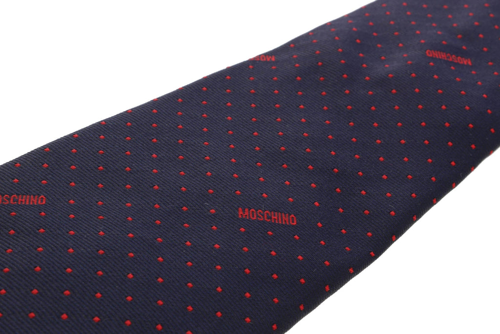 Moschino  Pin Dot Signature Blue/Red Silk Tie