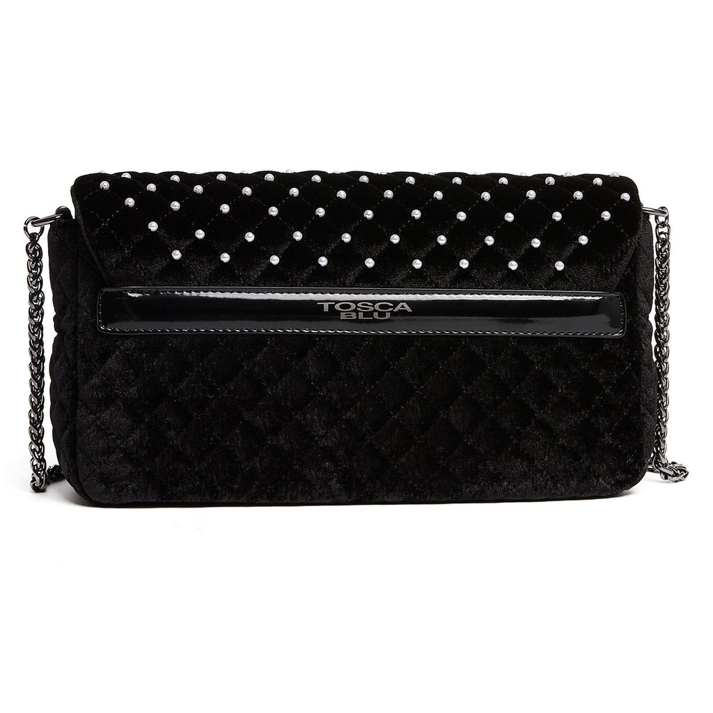 Tosca Blu Black Small Pearl Quilted Shoulder Bag