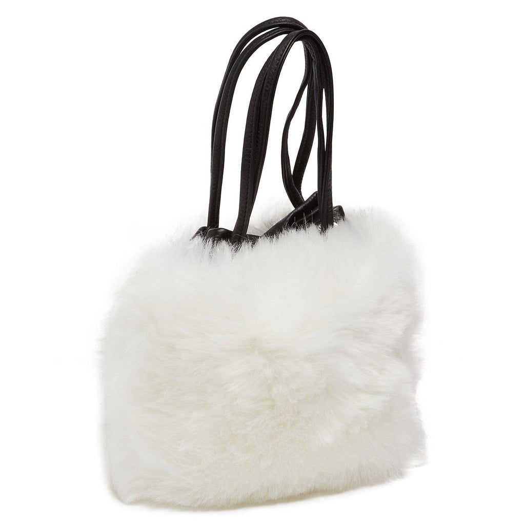 Tosca Blu White Small Faux Fur Bucket Bag