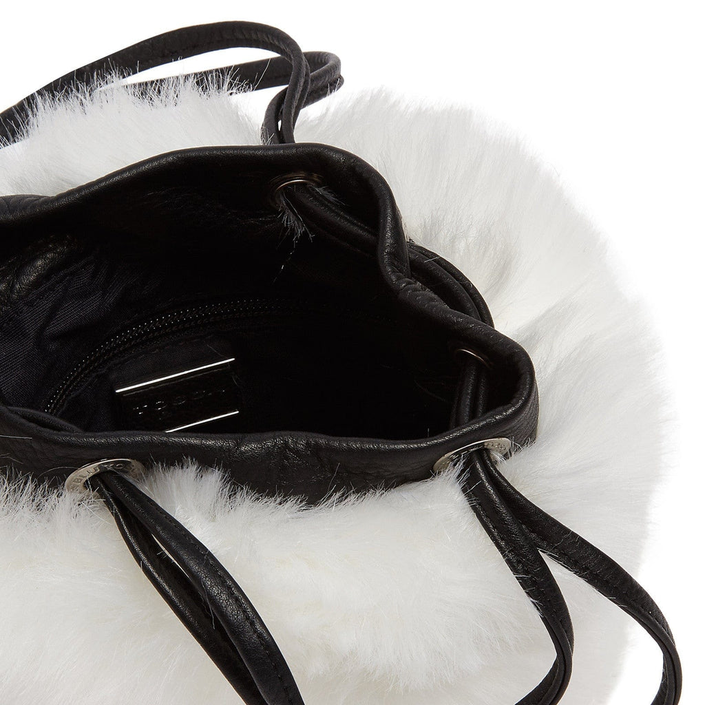 Tosca Blu White Small Faux Fur Bucket Bag