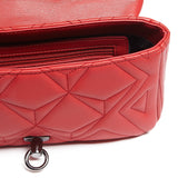 Tosca Blu Red Medium Geometric Quilted Flap Shoulder Bag