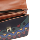Tosca Blu Tan Medium Multicolor Bead Flap Shoulder Bag