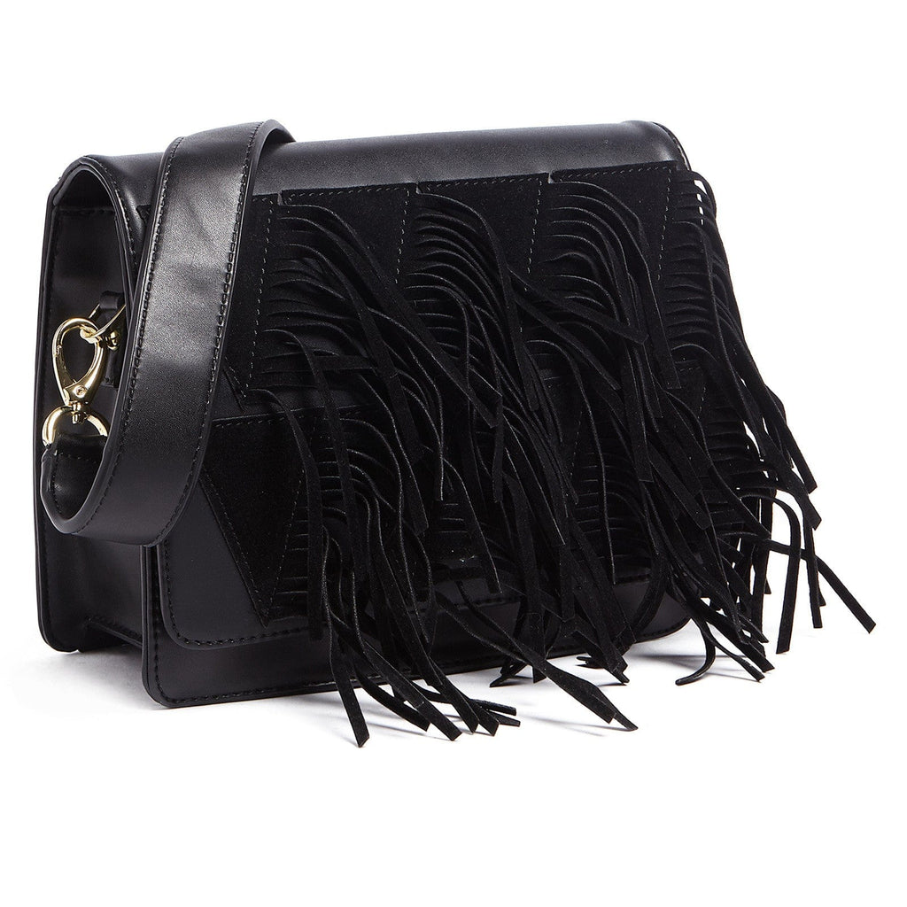 Tosca Blu Black Medium Frindge Shoulder Bag