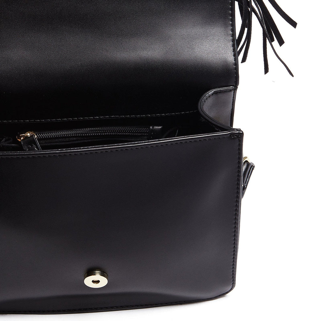 Tosca Blu Black Medium Frindge Shoulder Bag