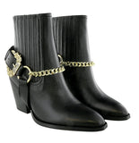 Versace Jeans Couture Black Chain Buckle Ankle Boots-