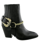 Versace Jeans Couture Black Chain Buckle Ankle Boots-
