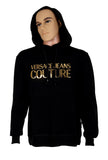 Versace Jeans Couture Black 100% Cotton Gold Foil Logo Long Sleeve  Hoodie Sweatshirt-