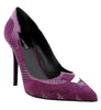 Roberto Cavalli Purple Snakeskin Suede Pointy -