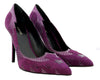 Roberto Cavalli Purple Snakeskin Suede Pointy -