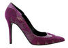 Roberto Cavalli Purple Snakeskin Suede Pointy -