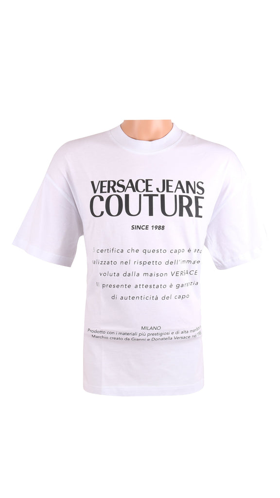Versace Jeans Couture  100% Cotton Relaxed Label Design Short Sleeve T-Shirt -