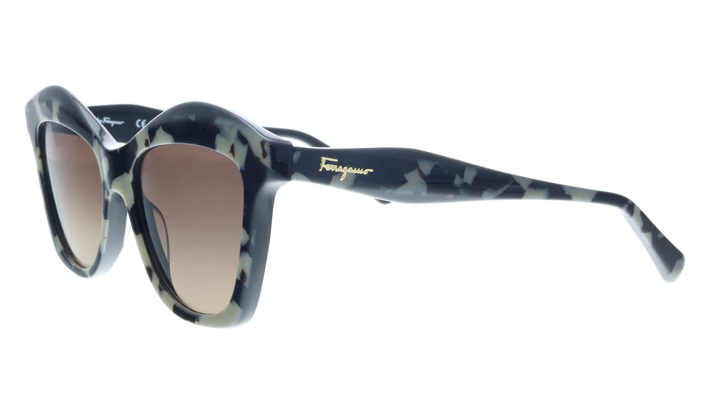 Salvatore Ferragamo  Taupe Havana Modified Rectangle Sunglasses
